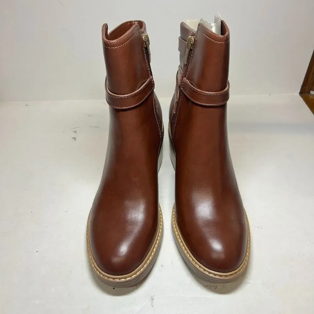 Marc Fisher Womens 7 M Dark Brown Marieta Faux Leather Ankle Booties DISPLAY RJ9